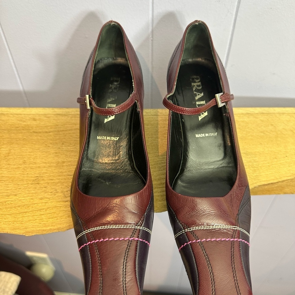 Prada Burgundy Mary Jane Heels - Picture 4 of 11